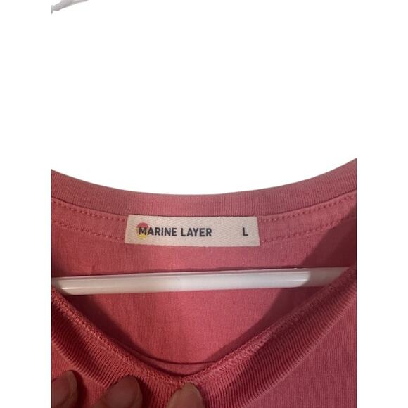 Marine Layer Pink Climate Short Sleeve Lightweight Cotton T-Shirt Women Sz L - Picture 3 of 8